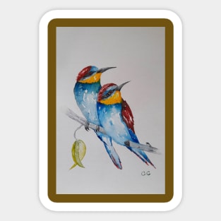 Bee-Eaters bird art printable onto many items of clothing and prints Sticker